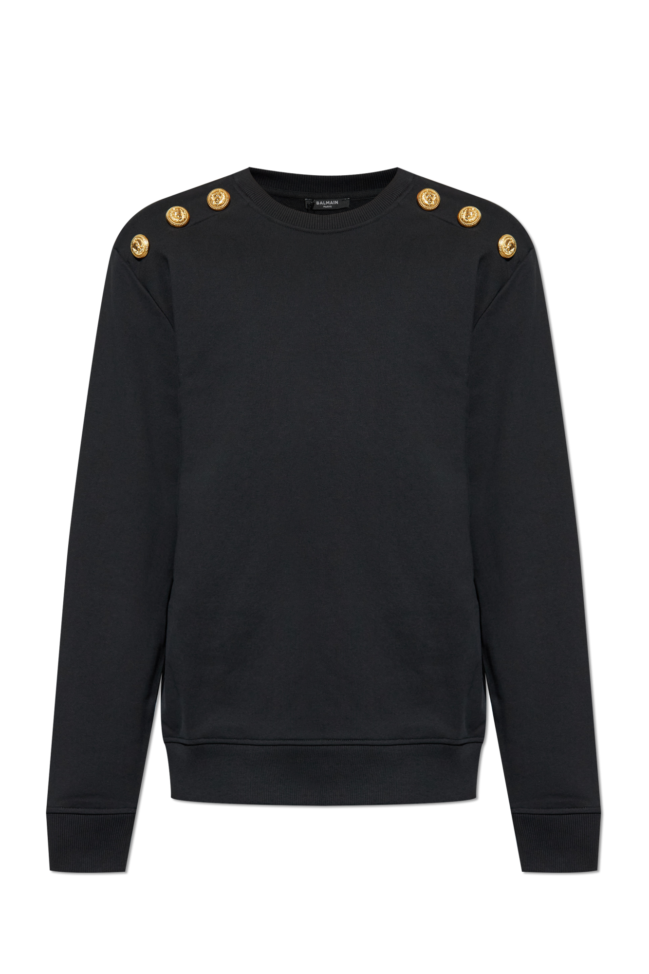 Black Sweatshirt with decorative buttons on the shoulders